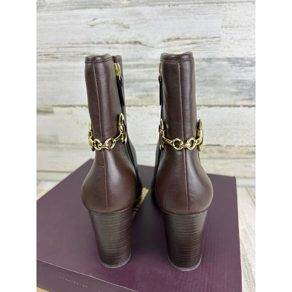 Johnston & Murphy Charlotte womens 8 1/2 brown leather bit ankle bootie new - Picture 4 of 10